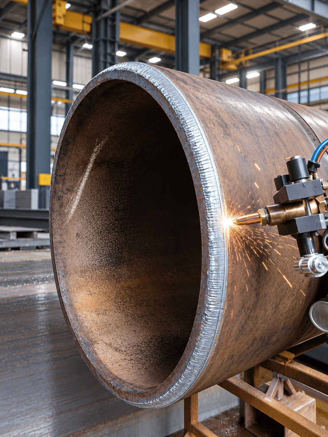 Industrial Pipe Cutting Sparks