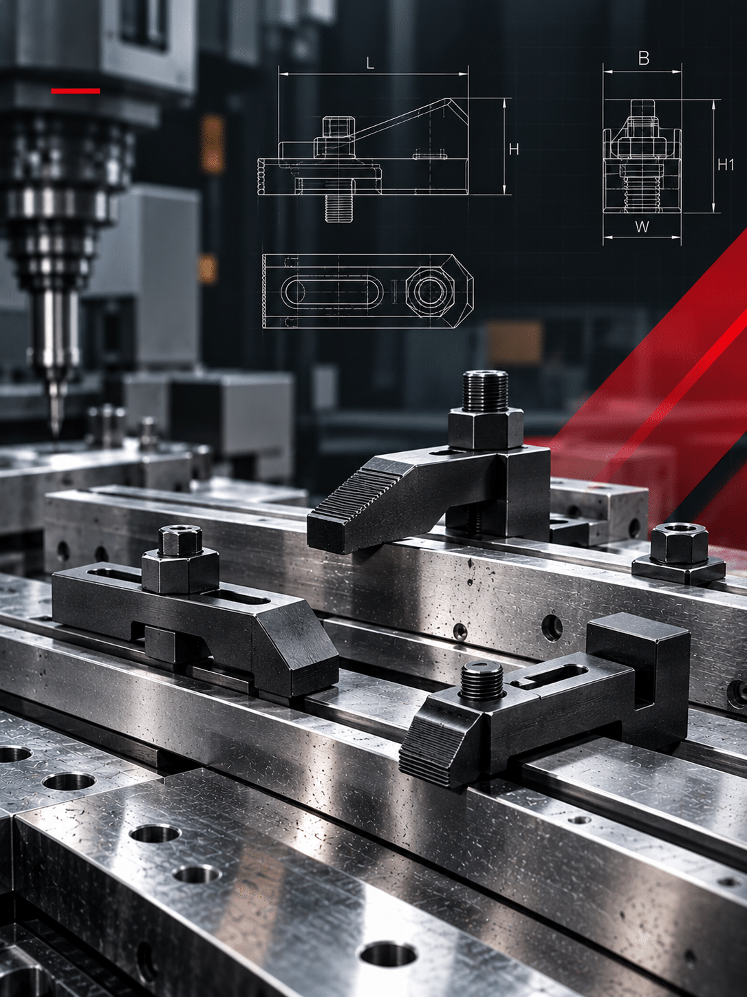 Industrial Rail Clamps Blueprint Poster