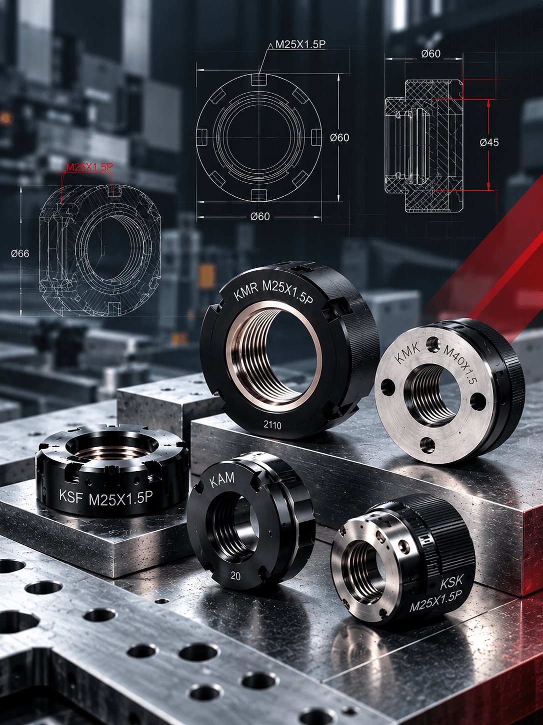 Precision Locknuts on a CNC Blueprint Bench